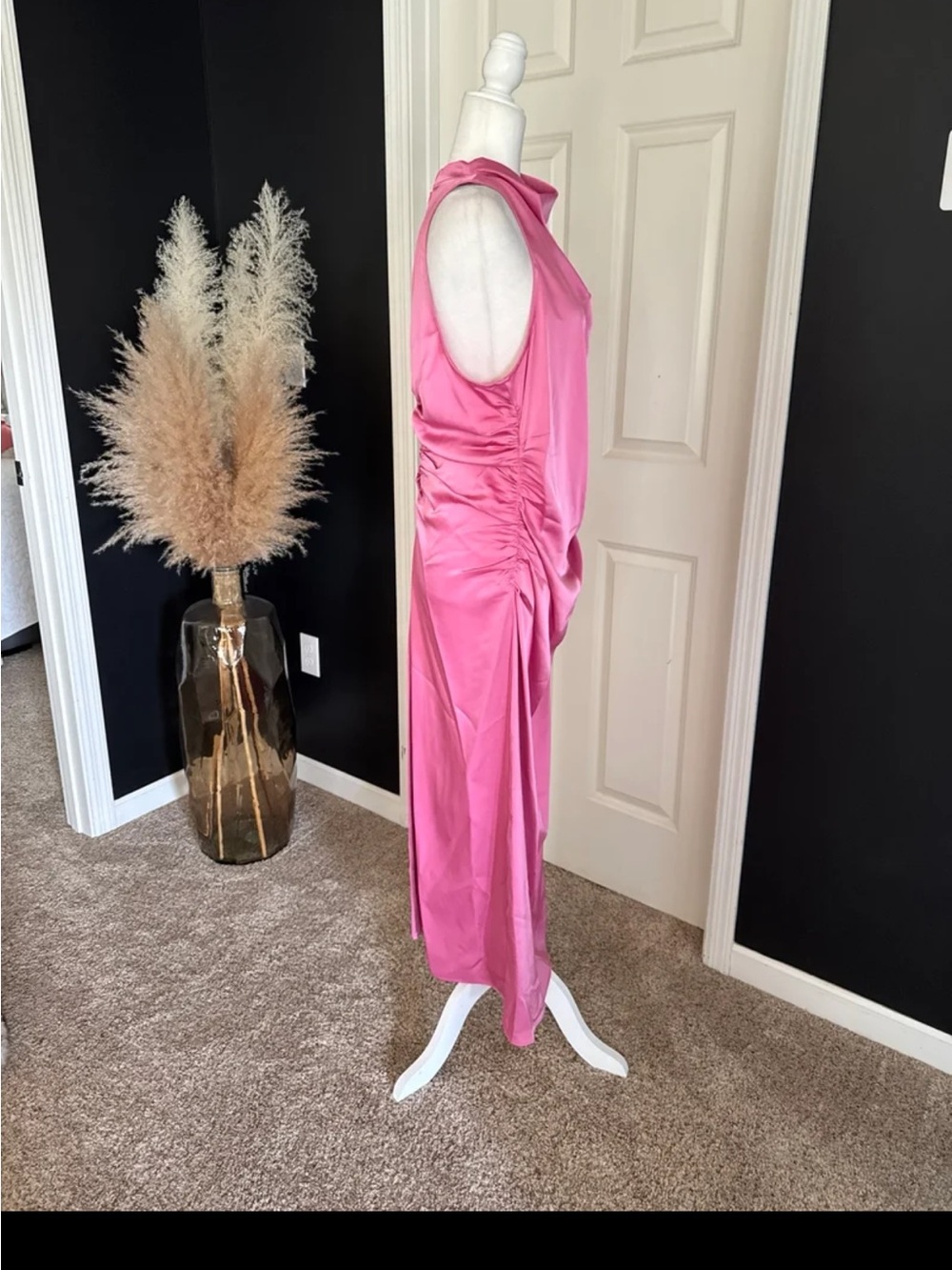 NWT Parker The Ayla Satin ruched Midi Dress in Pink size 16 - Picture 9 of 12